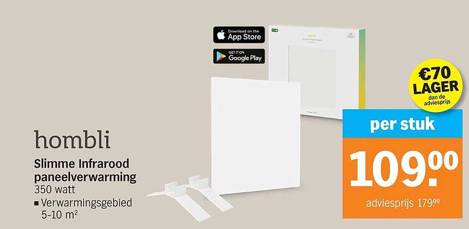 hombli Slimme Infrarood paneelverwarming 350 watt