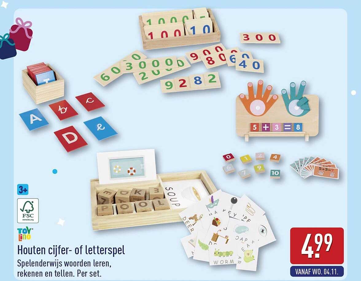 Houten cijfer- of letterspel