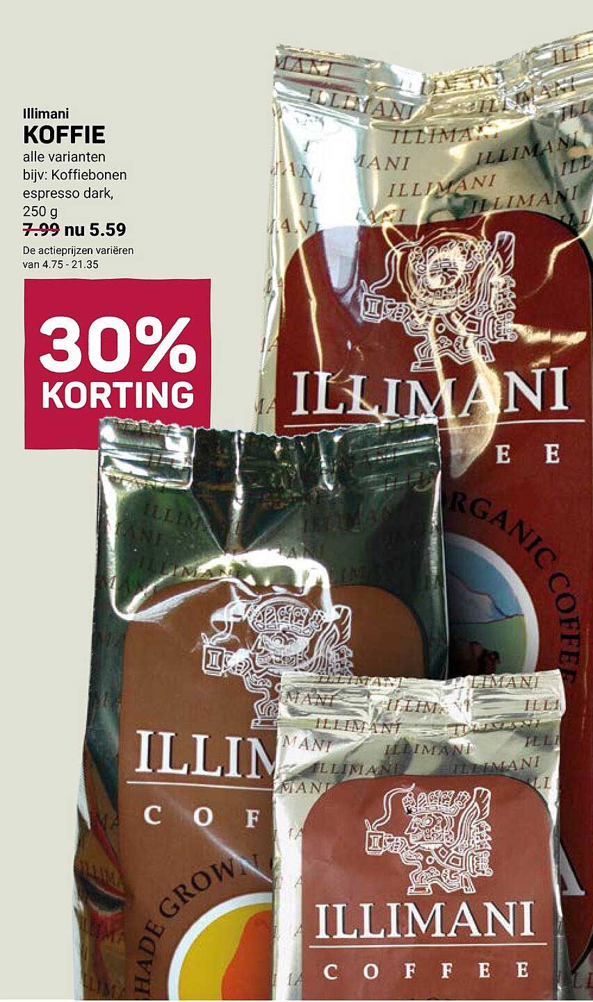 Illimani KOFFIE alle varianten bijv: Koffiebonen espresso dark, 250 g 30% KORTING