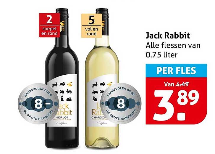 Jack Rabbit Alle flessen van 0.75 liter PER FLES
