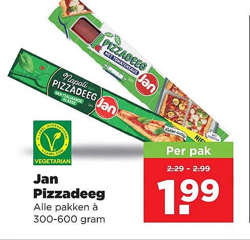 Jan Pizzadeeg Alle pakken à 300-600 gram