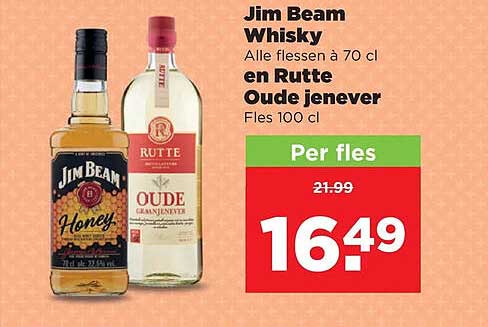 Jim Beam Whisky Alle flessen à 70 cl en Rutte Oude jenever Fles 100 cl