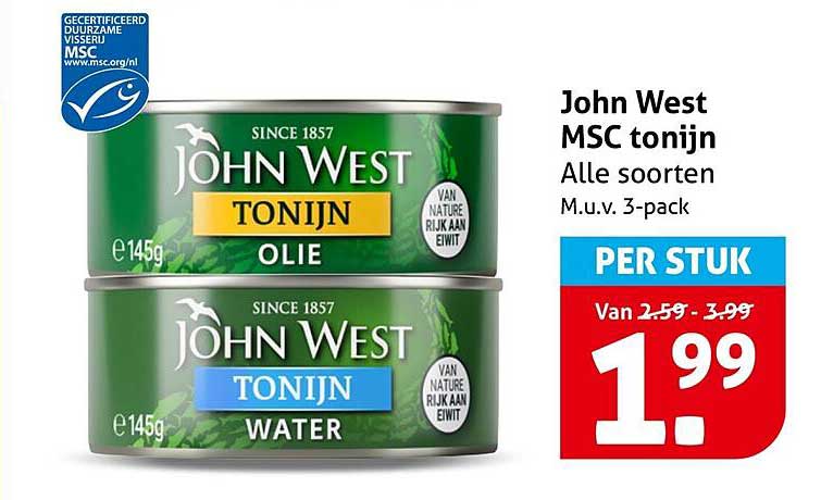 John West MSC tonijn Alle soorten M.u.v. 3-pack