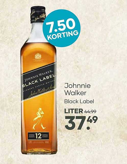 Johnnie Walker Black Label LITER 7.50 KORTING