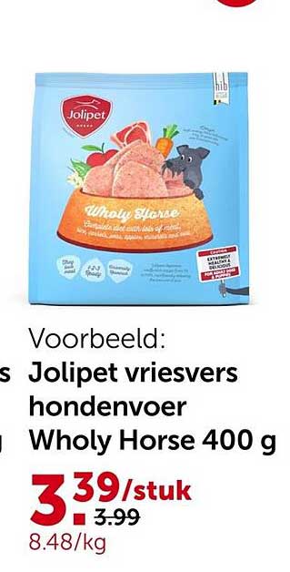 Jolipet vriesvers hondenvoer Wholy Horse 400 g