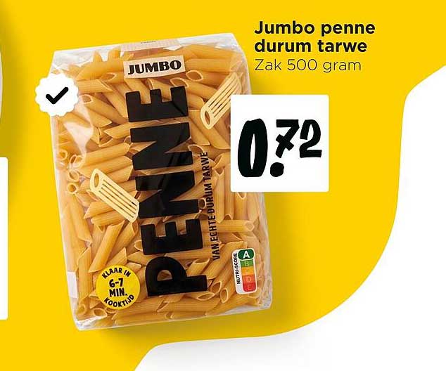 Jumbo penne durum tarwe Zak 500 gram