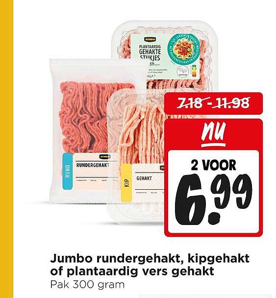 Jumbo rundergehakt, kipgehakt of plantaardig vers gehakt