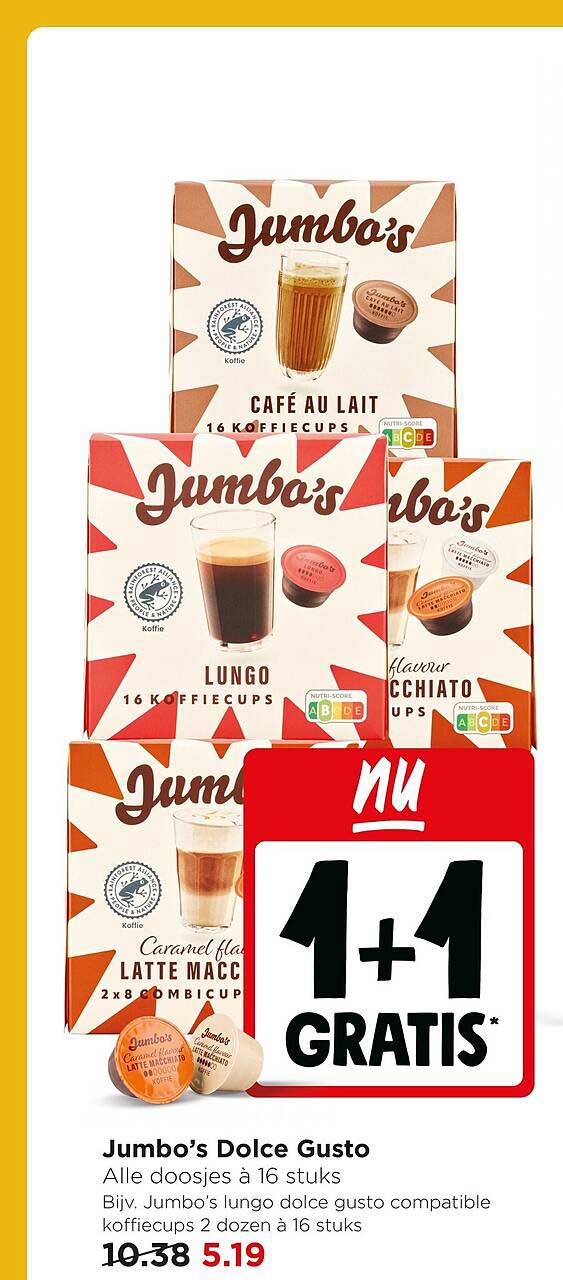 Jumbo's Dolce Gusto Alle doosjes à 16 stuks 1+1 GRATIS