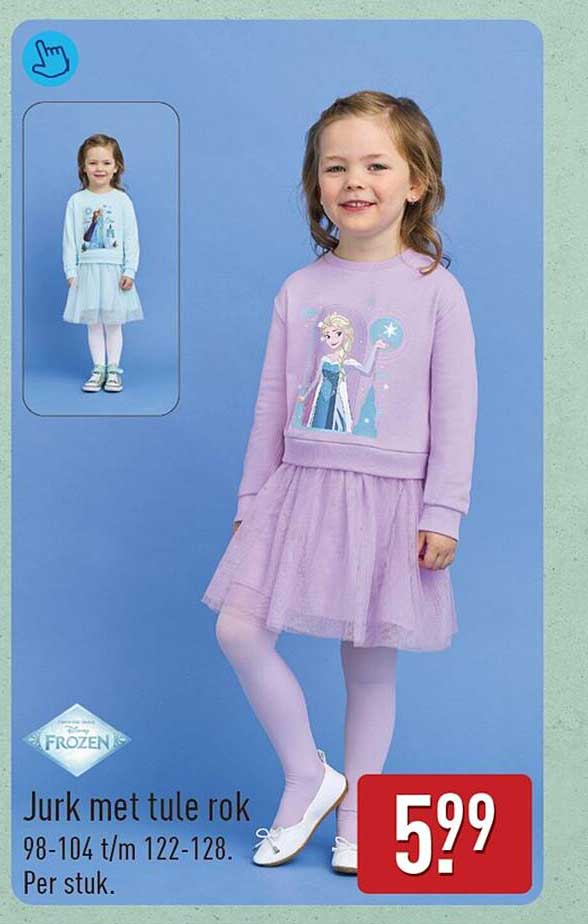 Jurk met tule rok 98-104 t/m 122-128. Per stuk.