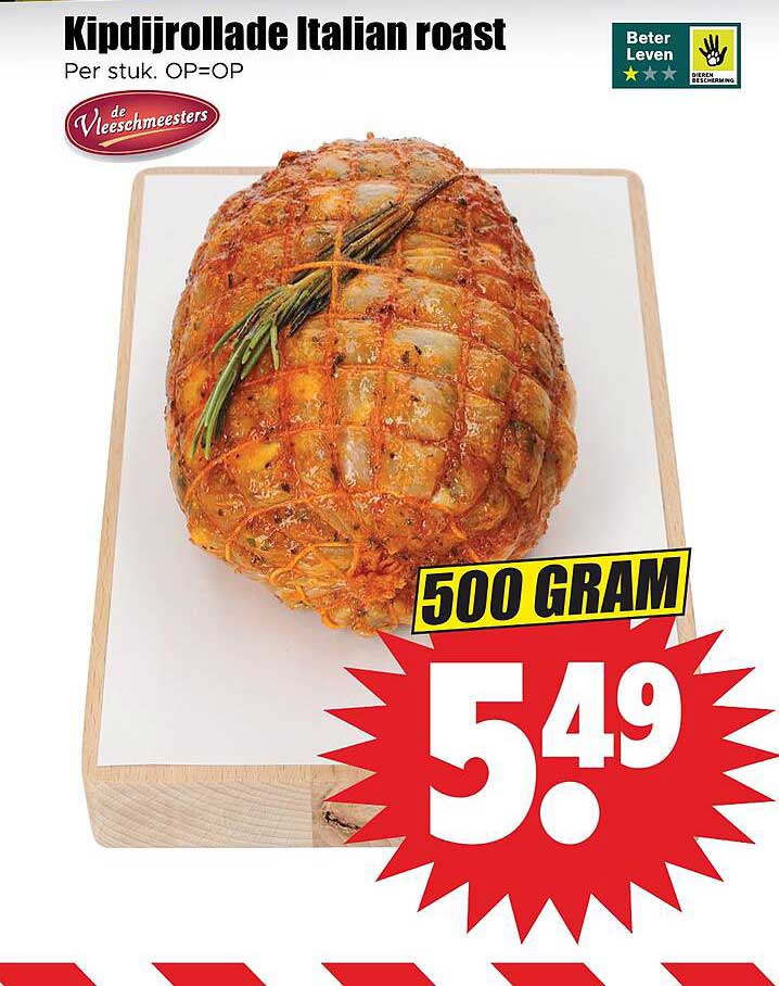 Kipdijrollade Italian roast 500 GRAM