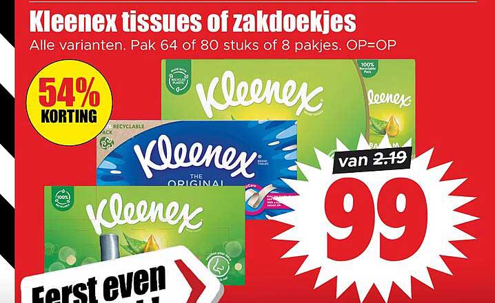 Kleenex tissues of zakdoekjes