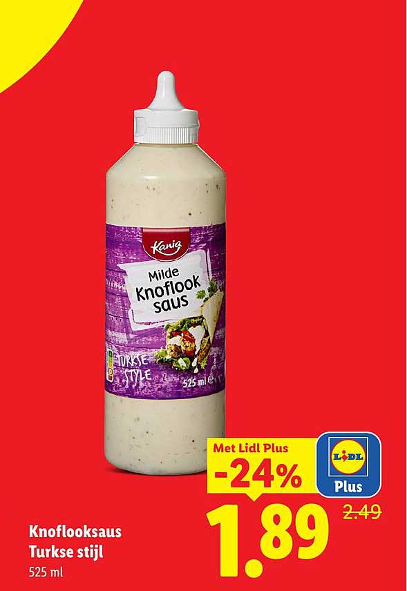 Knoflooksaus Turkse stijl 525 ml -24%