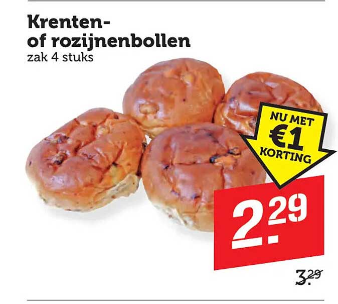 Krenten- of rozijnenbollen zak 4 stuks