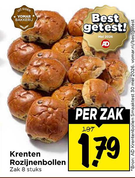 Krenten Rozijnenbollen Zak 8 stuks