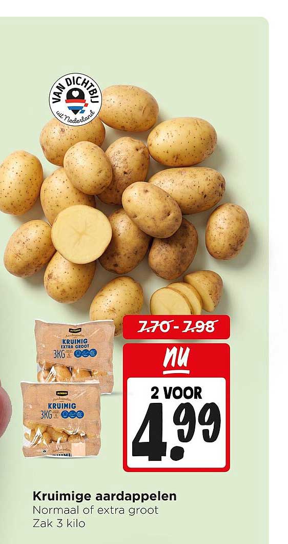 Kruimige aardappelen Normaal of extra groot Zak 3 kilo