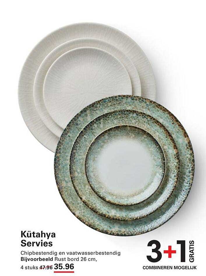Kütahya Servies Chipbestendig en vaatwasserbestendig Bijvoorbeeld Rust bord 26 cm, 4 stuks 3+1 GRATIS COMBINEREN MOGELIJK