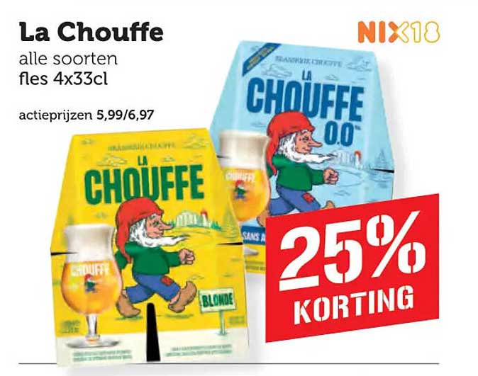 La Chouffe alle soorten fles 4x33cl 25% KORTING