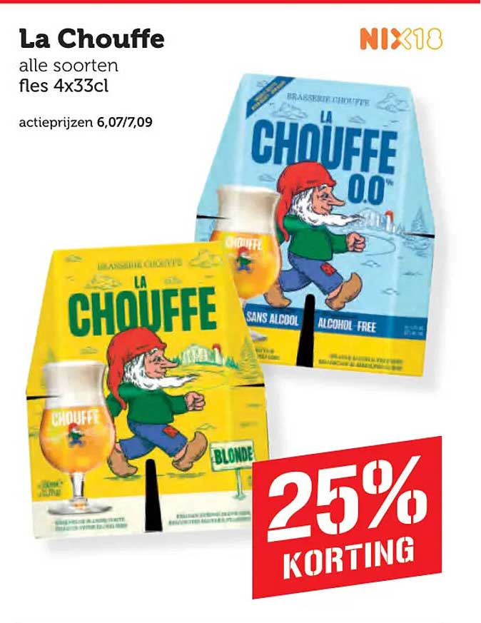 La Chouffe alle soorten fles 4x33cl 25% korting