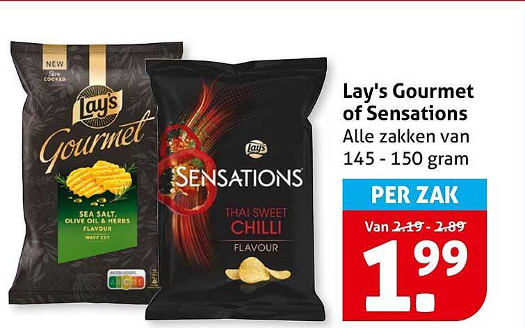 Lay's Gourmet of Sensations Alle zakken van 145 - 150 gram PER ZAK