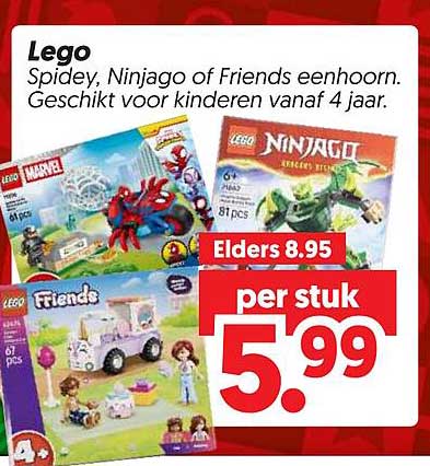 Lego Spidey, Ninjago of Friends eenhoorn. Geschikt voor kinderen vanaf 4 jaar.