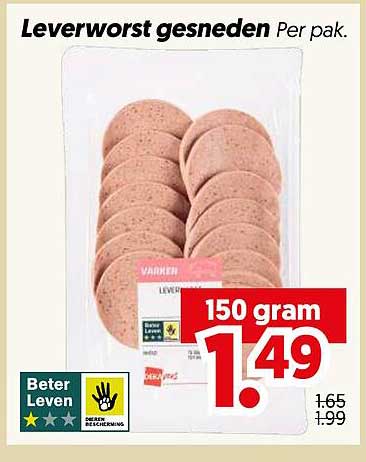 Leverworst gesneden Per pak.