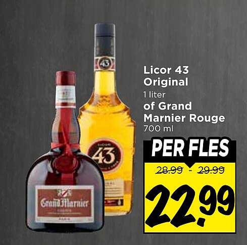 Licor 43 Original 1 liter of Grand Marnier Rouge 700 ml PER FLES