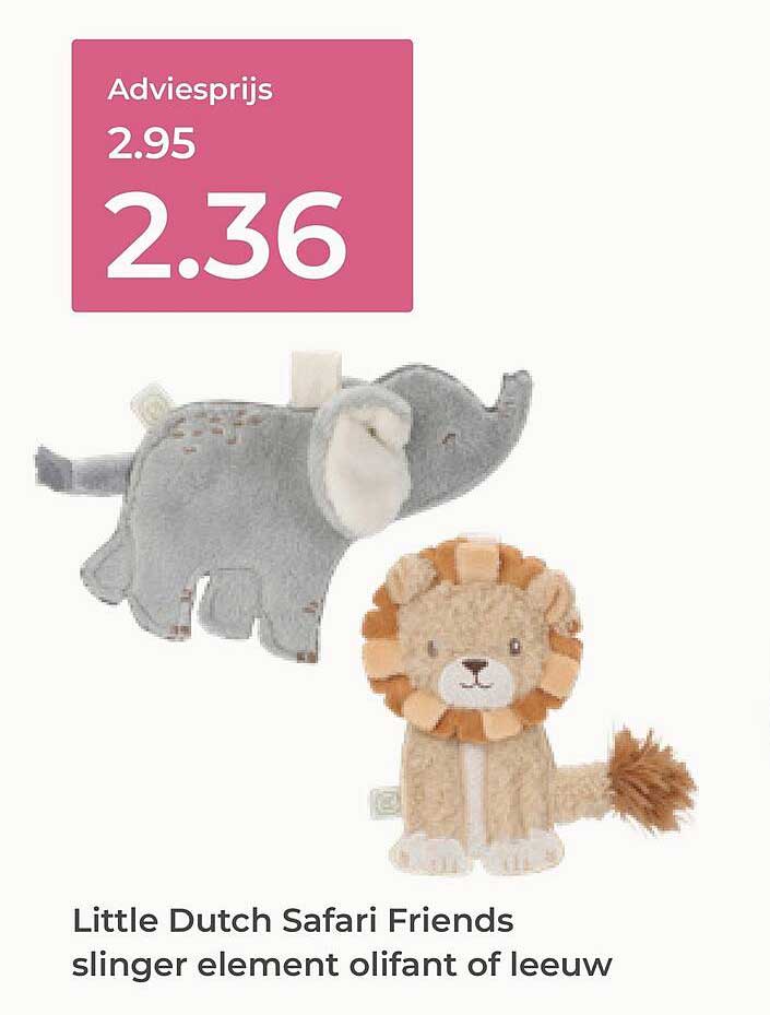 Little Dutch Safari Friends slinger element olifant of leeuw