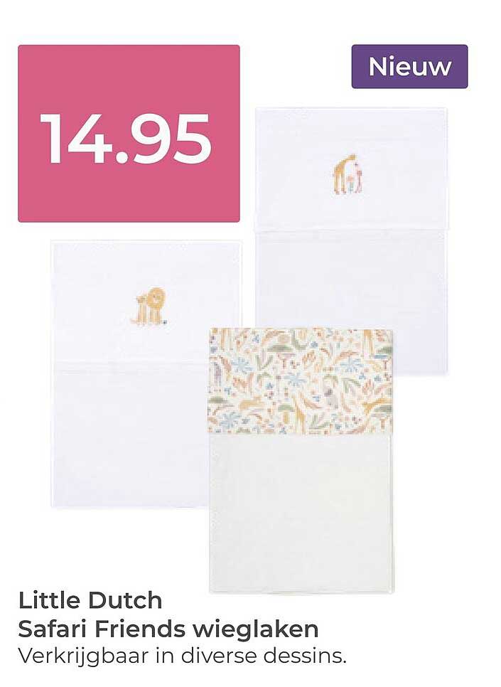 Little Dutch Safari Friends wieglaken Verkrijgbaar in diverse dessins. Nieuw