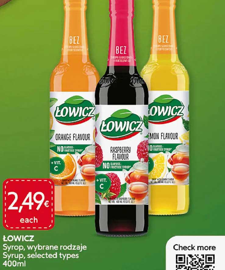 LOWICZ Syrop, wybrane rodzaje Syrop, selected types 400ml