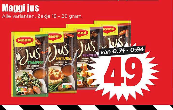 Maggi jus Alle varianten. Zakje 18 - 29 gram.