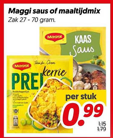 Maggi saus of maaltijdmix Zak 27 - 70 gram.