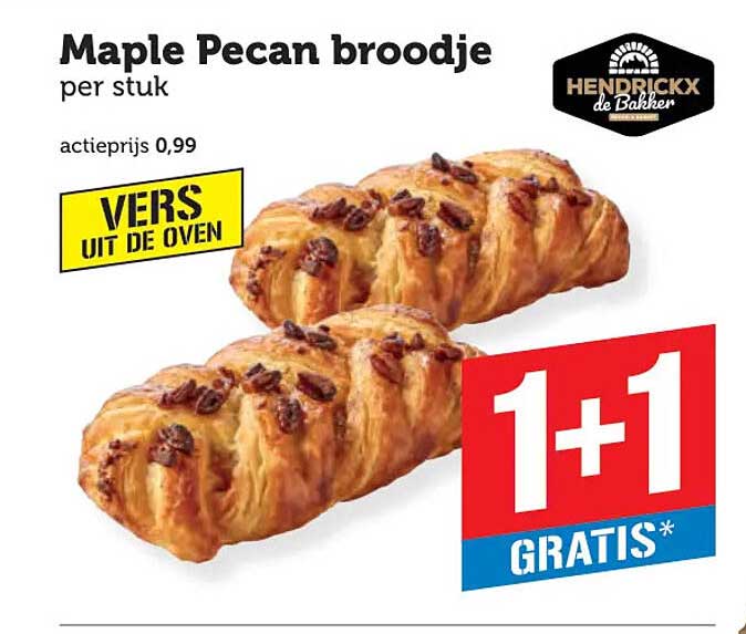 Maple Pecan broodje per stuk 1+1 gratis