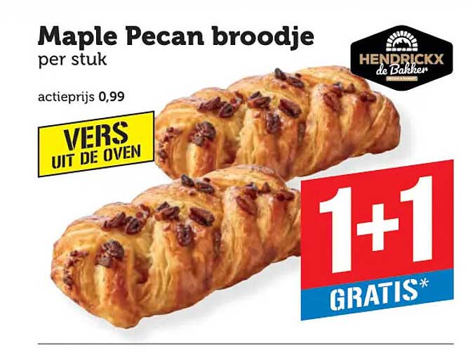 Maple Pecan broodje per stuk 1+1 gratis