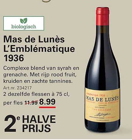 Mas de Lunès L’Emblématique 1936 2e halve prijs