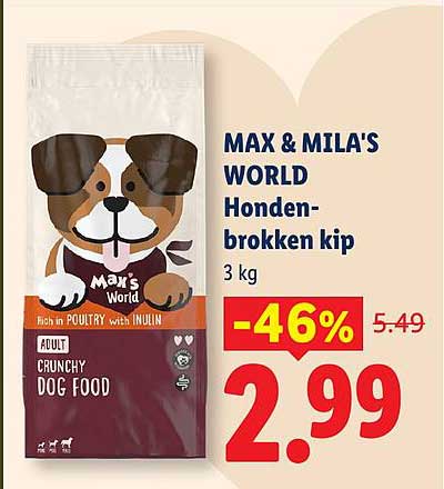 MAX & MILA'S WORLD Honden-brokken kip 3 kg
