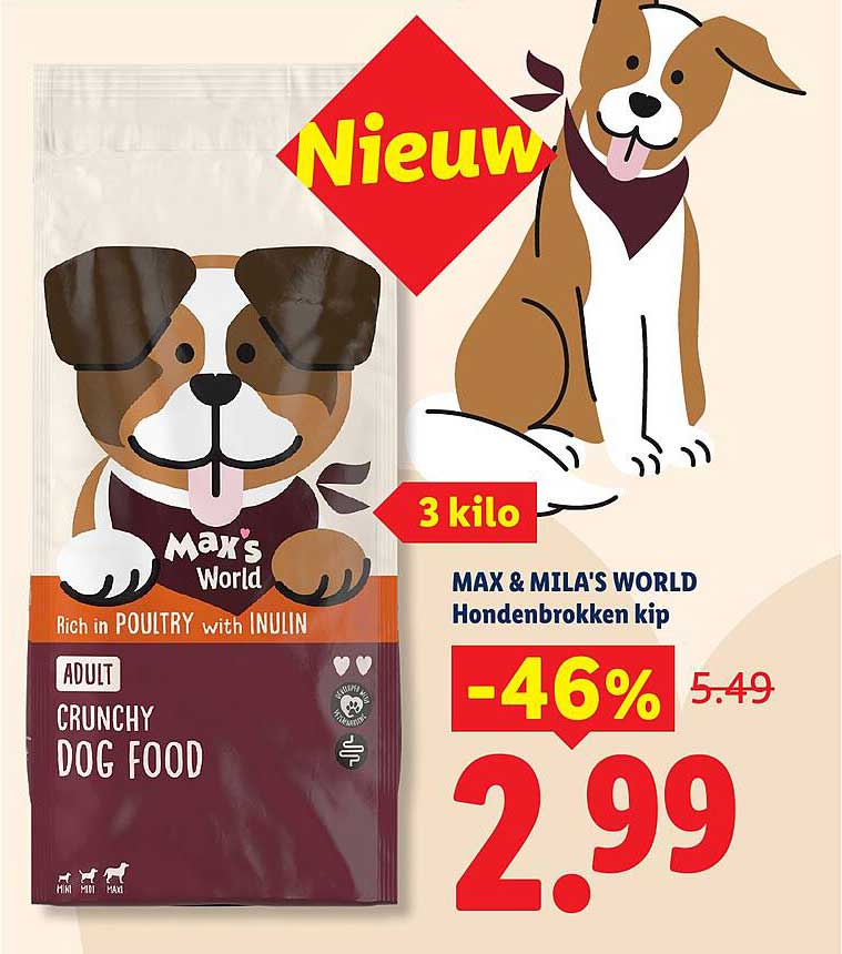 MAX & MILA'S WORLD Hondenbrokken kip -46%