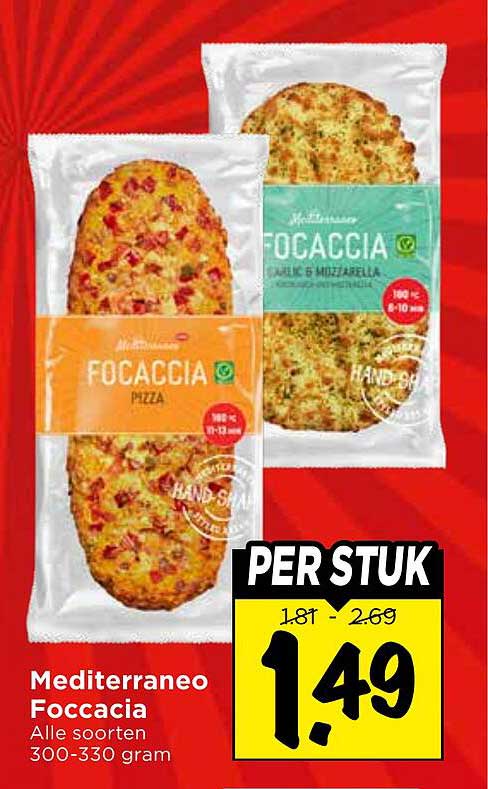 Mediterraneo Focaccia Alle soorten 300-330 gram