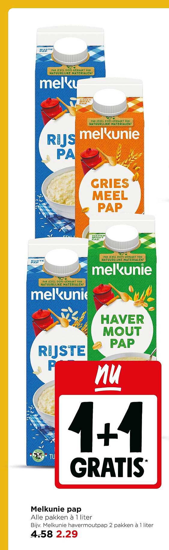 Melkunie pap 1+1 gratis