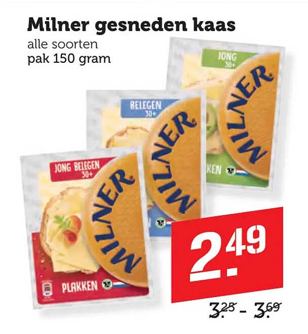 Milner gesneden kaas alle soorten pak 150 gram