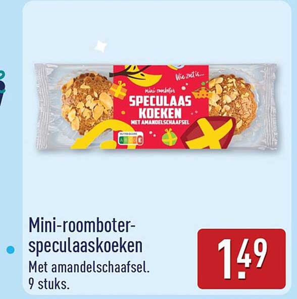 Mini-roomboter-speculaaskoeken Met amandelschaafsel. 9 stuks.