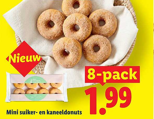 Mini suiker- en kaneeldonuts 8-pack