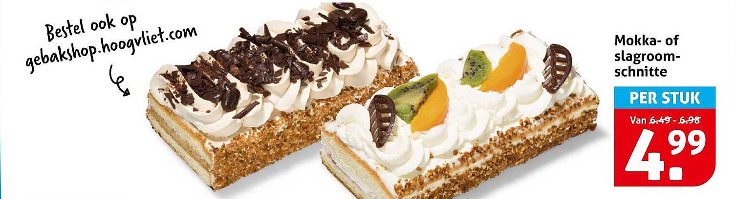 Mokka- of slagroom-schnitte PER STUK