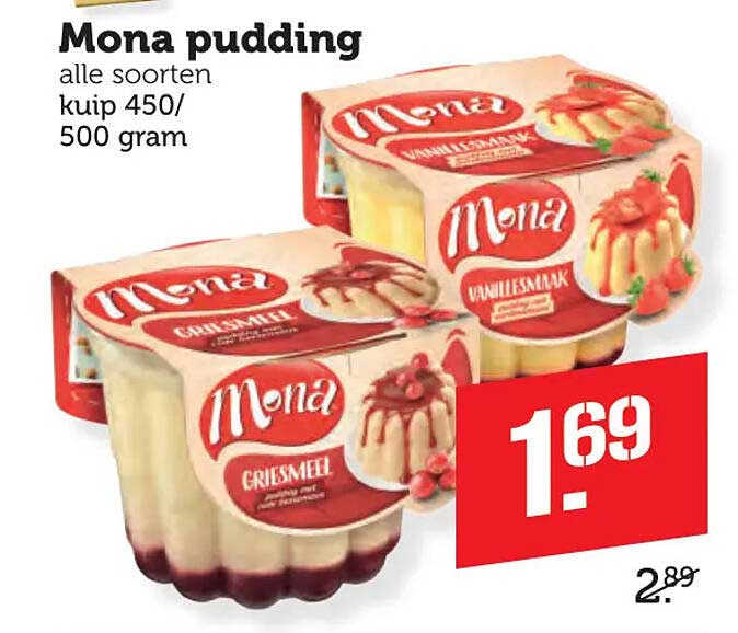 Mona pudding alle soorten kuip 450/500 gram
