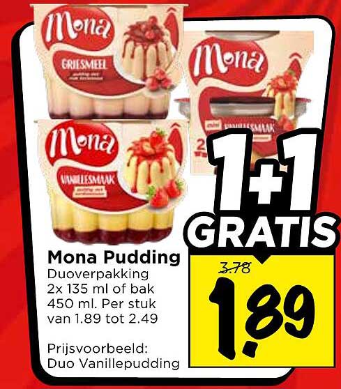 Mona Pudding Duoverpakking 1+1 GRATIS