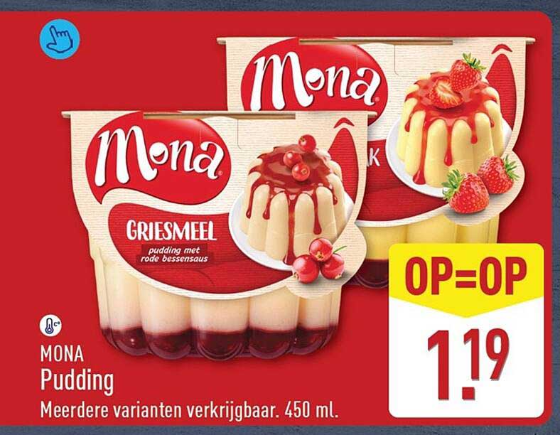 MONA Pudding Meerdere varianten verkrijgbaar. 450 ml. OP=OP