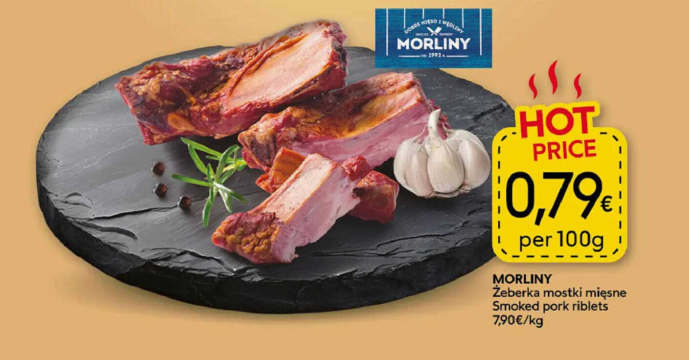 MORLINY Żeberka mostki mięsne Smoked pork riblets