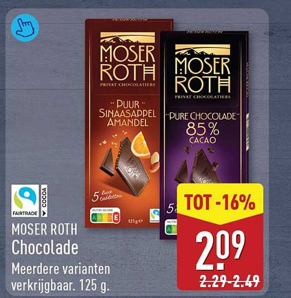 MOSER ROTH Chocolade Meerdere varianten verkrijgbaar. 125 g.