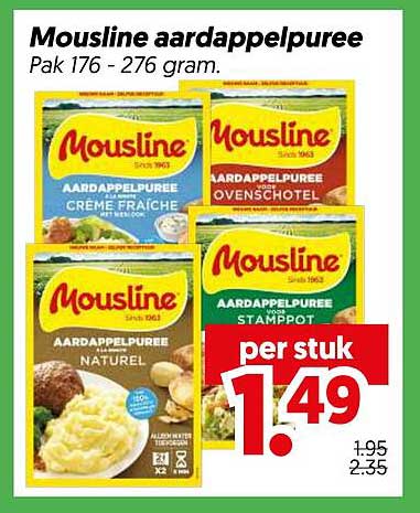 Mousline aardappelpuree Pak 176 - 276 gram.