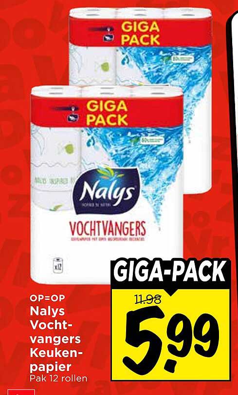 Nalys Vochtvangers Keukenpapier Pak 12 rollen GIGA-PACK