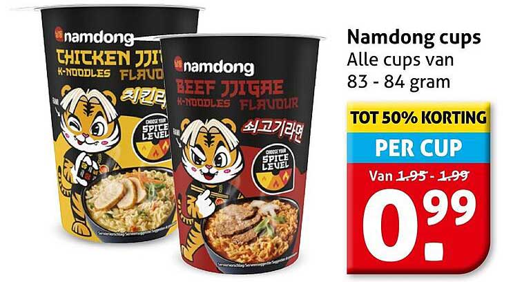 Namdong cups Alle cups van 83 - 84 gram TOT 50% KORTING PER CUP